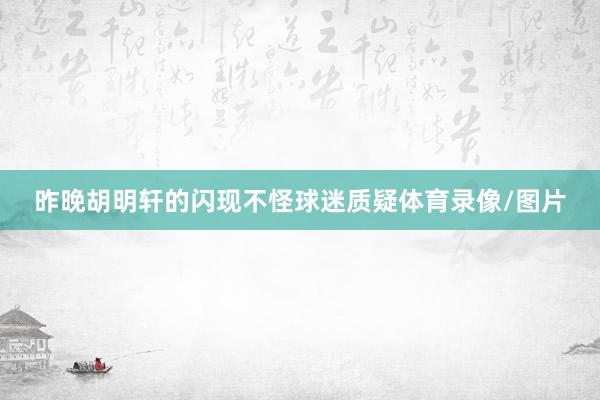 昨晚胡明轩的闪现不怪球迷质疑体育录像/图片