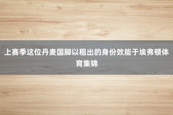 上赛季这位丹麦国脚以租出的身份效能于埃弗顿体育集锦