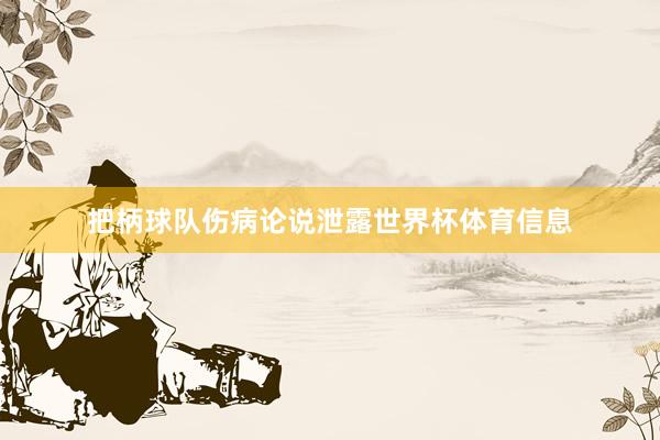 把柄球队伤病论说泄露世界杯体育信息