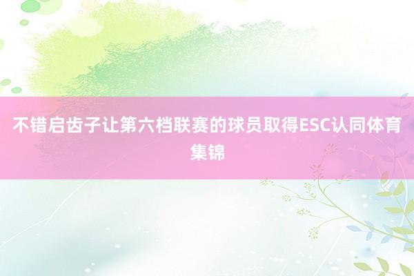 不错启齿子让第六档联赛的球员取得ESC认同体育集锦