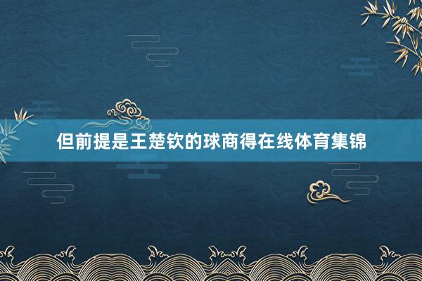 但前提是王楚钦的球商得在线体育集锦