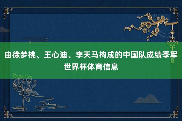 由徐梦桃、王心迪、李天马构成的中国队成绩季军世界杯体育信息