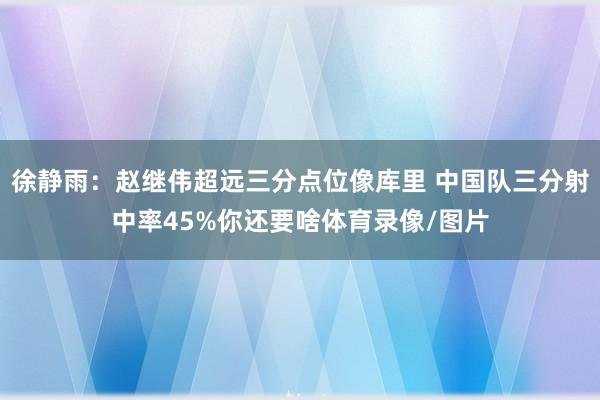 徐静雨：赵继伟超远三分点位像库里 中国队三分射中率45%你还要啥体育录像/图片