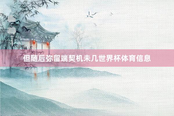 但随后弥留端契机未几世界杯体育信息