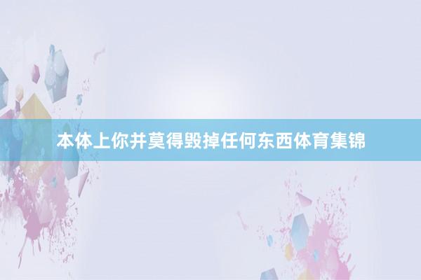 本体上你并莫得毁掉任何东西体育集锦