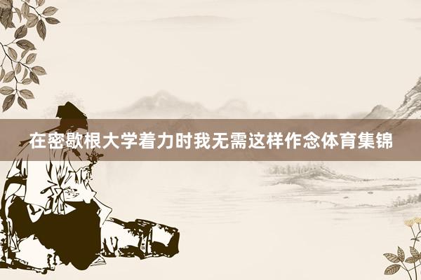 在密歇根大学着力时我无需这样作念体育集锦